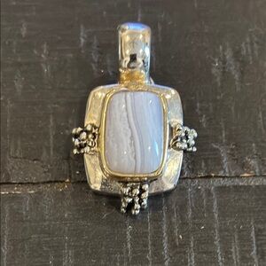 Premier Designs Silver and Gold Clip On Pendant Gemstone Southwestern Signed PD